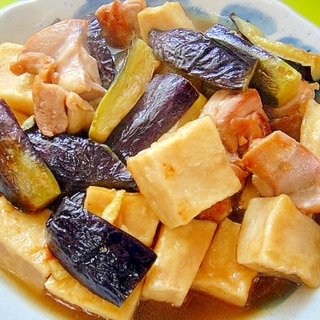 高野豆腐と茄子鶏肉の煮物